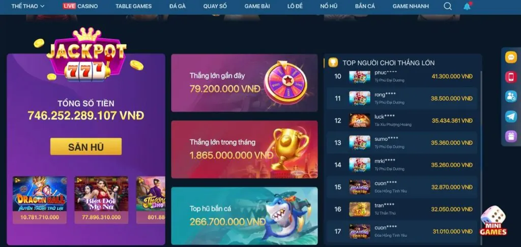 Các trò chơi đa dạng tại Vegas79
